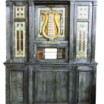 Wurlitzer Style 17 PianOrchestra, 94 inches tall, in a handsome display cabinet. Price realized: $120,000. Showtime Auction Services image.