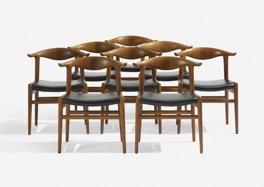 Hans Wegner set of eight cow horn chairs, 1952. Estimate: $20,000-$30,000. Wright image.