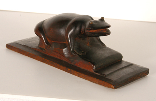 William Rogers, ‘Wooden Frog,’ illustrated in Afro-American Traditions In Art’ and in ‘Missing Pieces,’ Estimate: $2,000-$4,000. Slotin Auction image.