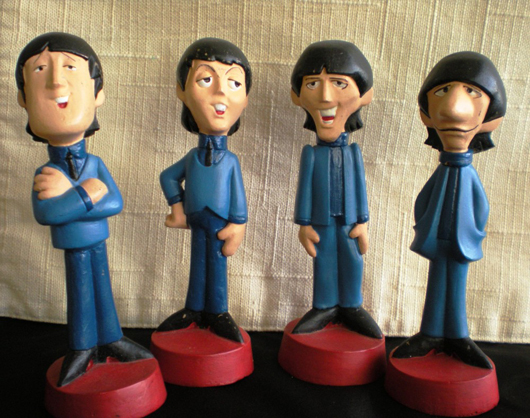 Individual figures of John, Paul, George and Ringo. Patrick watched the Beatles on 'The Ed Sullivan Show,' along with millions of other Americans.