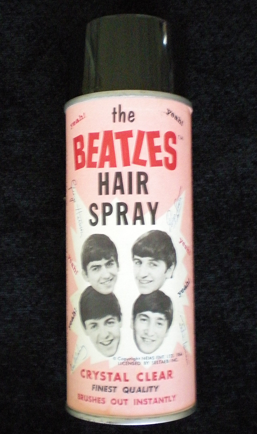 Beatles hair spray?! The Fab Four were so marketable, their name and likeness appeared on a myriad of products.