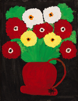 Clementine Hunter (American, 1886 or 1887–1988) Zinnias, ca. 1970 Oil on canvas board 17 3/4 x 13 3/4 in. (45.09 x 34.93 cm) Milwaukee Art Museum, The Lanford Wilson Collection M2012.379 Image credit: John R. Glembin