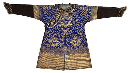 Chinese dragon robe, Qing Dynasty. Estimate $4,000-$6,000. Cordier Auctions & Appraisals.