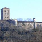 The Cloisters in Fort Tryon Park, Washington Heights, New York City, as seen from the Hudson River. A branch of the Metropolitan Museum of Art, it is used to exhibit art and architecture from Medieval Europe. Photo taken in December, 2004 by Moncrief.