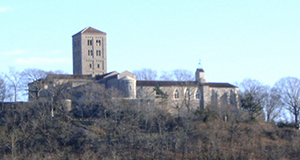The Cloisters in Fort Tryon Park, Washington Heights, New York City, as seen from the Hudson River. A branch of the Metropolitan Museum of Art, it is used to exhibit art and architecture from Medieval Europe. Photo taken in December, 2004 by Moncrief.