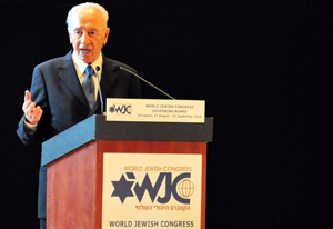 Israel's President Shimon Peres addressing a meeting of the World Jewish Congress in Jerusalem. Image by Michael Thaidigsmann. This file is licensed under the Creative Commons Attribution-Share Alike 3.0 Unported license.