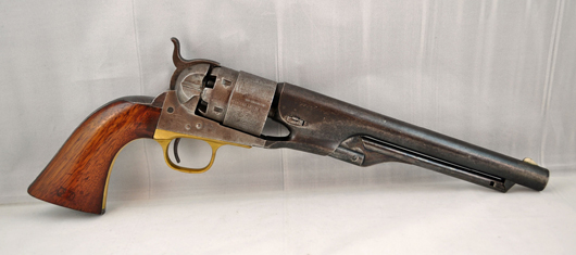Civil War Colt Model 1860 Army revolver, manufactured in 1862. Estimate: $1,000-$6,000. Kennedy’s Auction Service.