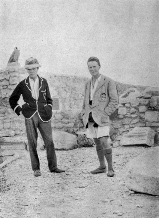 Archaeologist C. Leonard Woolley (left) and T.E. Lawrence at the excavations at Karkemish, Syria, circa 1912-1914. Image from 'Dead Towns and Living  Men' (London: Milford, 1920). Sourced from Wikimedia Commons.