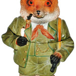 This well-dressed fox is a tobacco jar, not a figurine or a cookie jar. He is dressed to go hunting. The terracotta jar is marked by Jon (Johan) Maresh, who used the mark