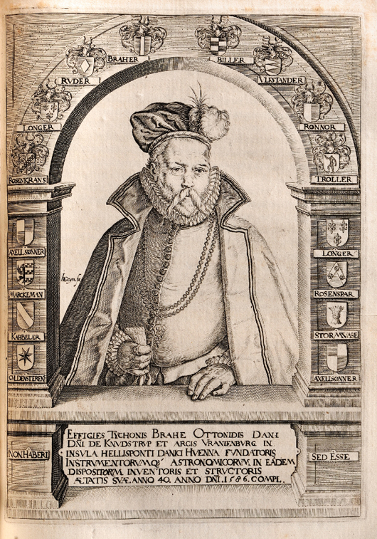 Brahe, Tycho (1546-1601) ‘Tychonis Brahe Dani Astronomiae Instauratae Progymnastica.’ Frankfurt: Tampachium, 1610. Estimate: $6,000-$8,000. Skinner Inc. image.