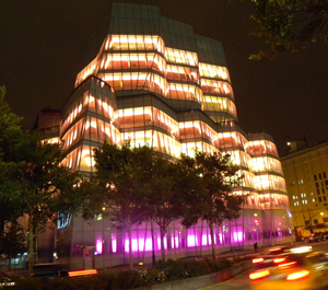 Chelsea's architecture befits the many arts-related businesses located there. This Oct. 6, 2009 image is of the Frank Gehry-designed IAC building on Eleventh Avenue. Photo by Jim Henderson.