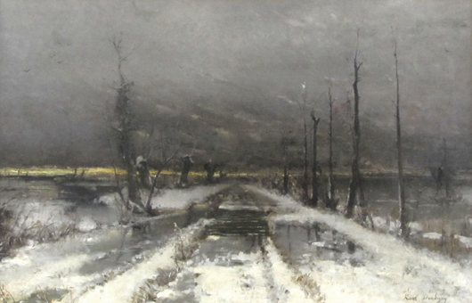 Darl Daubigny, oil on canvas, 'Winter Passage.' William Jenack Estate Appraisers and Auctioneersimage.