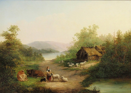 William Charles Anthony Frerichs (American/N.Y., N.J., N.C. and the Netherlands, 1829-1905) large oil on canvas North Carolina landscape painting. Estimate: $9,000-$12,000. Wiederseim Associates Inc. image.