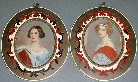 Part of a collection of miniature portraits on ivory. Wiederseim Associates Inc. image.