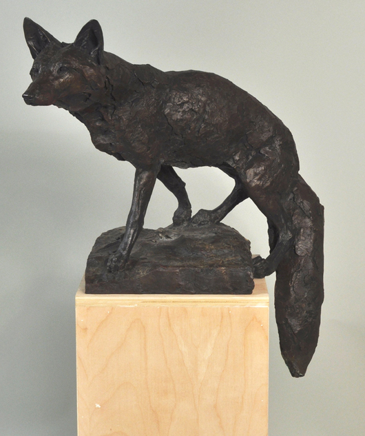 W. Matia, naturalistic bronze sculpture ‘Fox.’ Woodbury Auction image.