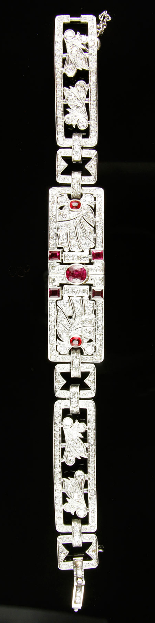 Art Deco ruby, diamond and platinum bracelet. Kaminski's image.