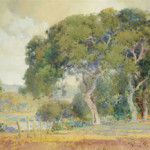 Percy Gray (American 1869-1952), Majestic Oaks with Poppies, 1923, watercolor on paper laid to board. Estimate: $20,000 / 30,000. Michaan's image.