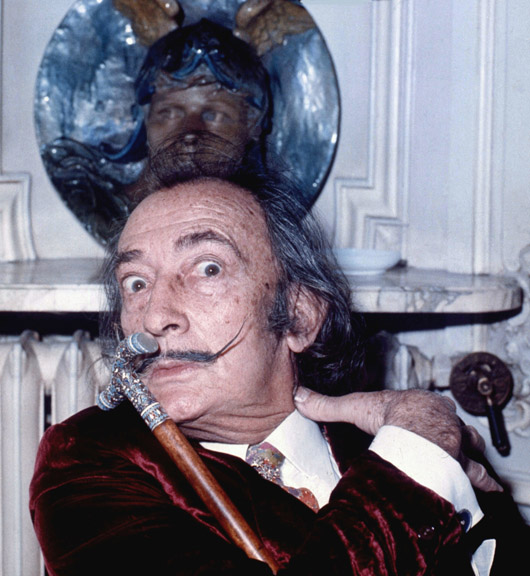 Salvador Dali in 1972. Allan Warren image.This file is licensed under the Creative Commons Attribution-Share Alike 3.0 Unported license.