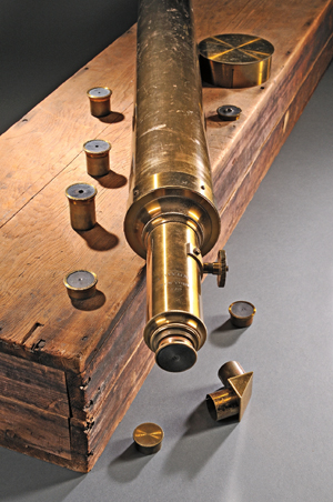 John Bryne 4-inch brass refracting telescope, New York, 1880. Estimate: $10,000-$12,000. Skinner Inc. image.