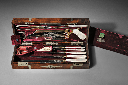 George Tiemann and Co. exhibition surgical set, 67 Chatham St., New York, 1876. Estimate: $80,000-$100,000. Skinner Inc. image.