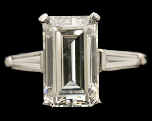 Diamond, platinum ring; est. $18,000-$25,000. Michaan's image.