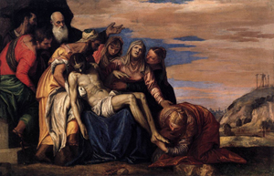 Paolo Veronese (Italian, 1528-1588), 'Lamentation over the Dead Christ,' circa 1547, one of several versions of the artist's interpretation of the Lamentation of Jesus Christ. This painting is held in the collection of Museo Civico di Castelvecchio.