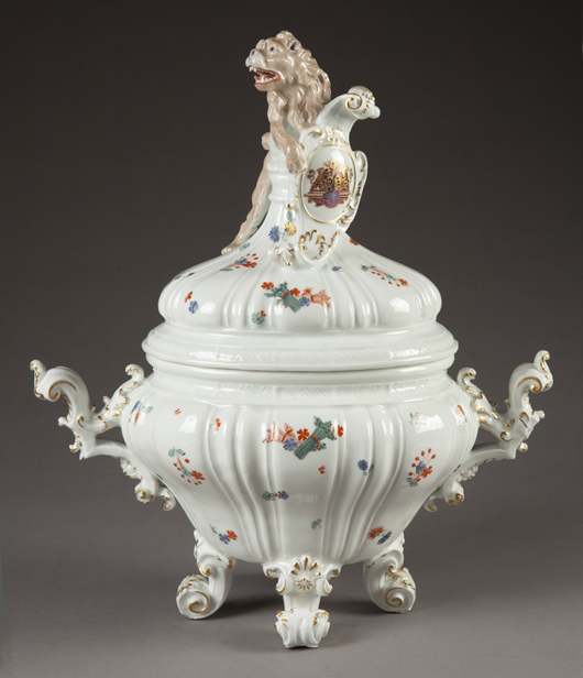 Another elaborate Meissen service, made for Saxon Prime Minister Count Sulkowski, circa 1735, included this tureen and cover now in the Stout Collection in Memphis. View highlights in the current Dixon Gallery exhibition ‘Fire and Desire: A Passion for Porcelain in the 18th Century.’ Courtesy Dixon Gallery and Gardens.