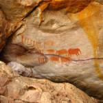 Cave painting created by the San people in the Cederberg Mountains of South Africa. Image by Valroe, courtesy Wikimedia Commons.
