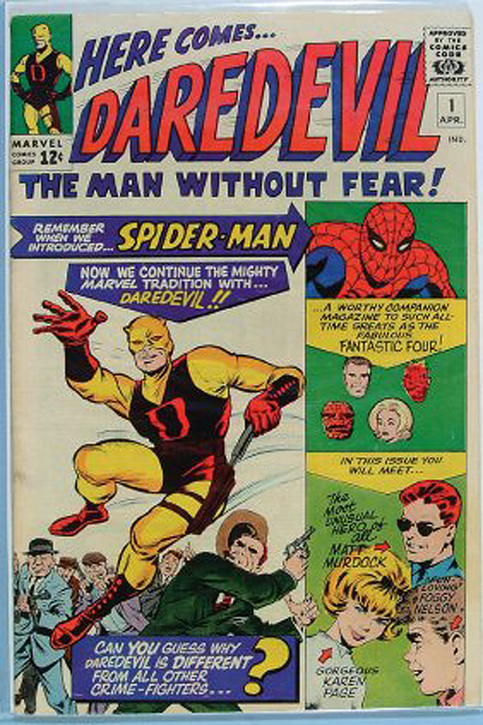 Issue No. 1 of Marvel's Daredevil comic book. Image courtesy of LiveAuctioneers.com Archive and Jackson's International Auctioneers and Appraisers.