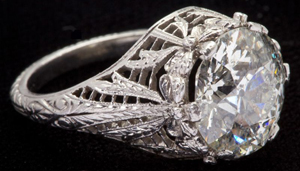 Large Edwardian diamond solitaire. Price realized: $22,420. LLAES, Ltd. Image.