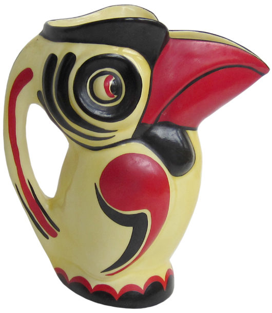 his 9-inch toucan pitcher is marked 'Ditmer-Urbach, Made in Czechoslovakia, hand painted.' It was bought at a flea market in 1982 for $25. Today it's worth almost $500.