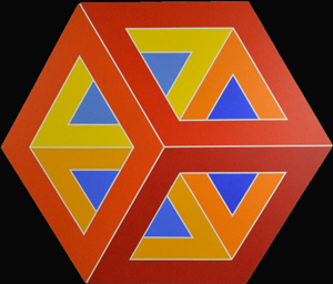Al Loving oil painting on canvas, ‘Cube # Two,’ 1975. Midwest Auction Galleries images.