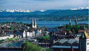 Panoramic view of Zurich. Photo by MadGeographer, licensed under the Creative Commons Attribution-Share Alike 3.0 Unported license.