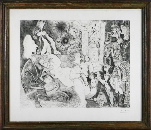 Pablo Picasso (1881-1973) Untitled, 1970, etching. Estimate: 20,000-25,000 euros ($26.150-$32,688). CapitoliumArt s.r.l. image.