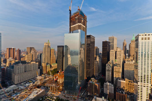View of construction progress at World Trade Center. Copyrighted image courtesy of Silverstein Properties.