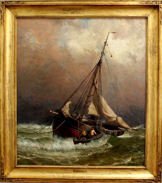 Harry Chase, ‘On the Fishing Banks,’ oil on canvas, 28 x 24 inches, 1880. Estimate: $3,000-$5,000. Carlyle Auctions Inc. image.