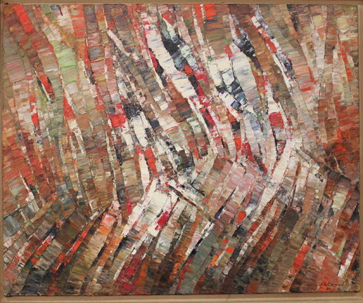 Jacques Germain, untitled, oil on canvas, 32 x 39 inches, 1960. Estimate: $15,000-$20,000. Carlyle Auctions Inc. image.