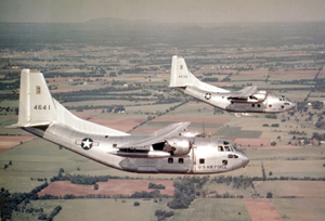 U.S. Air Force Fairchild C-123B-7-FA Provider aircraft in flight in the U.S. in the 1950s. Image courtesy Wikipedia Commons.