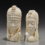 Pair of carved old African ivory portraits of beauties, each 10 inches high. Estimate: $1,800-$2,200. I.M. Chait Gallery/Auctioneers image.