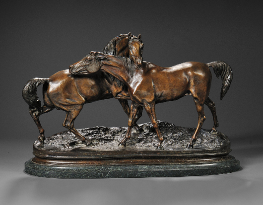 After Pierre Jules Mene (French, 1810-1879) ‘L'Accolade,’ early 20th century. Estimate: $2,000-4,000. Skinner Inc. image.