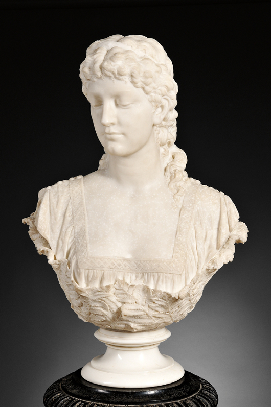 William Couper (American, 1853-1942) ‘Tennyson's Princess,’ 1882, carved Carrara marble. Estimate: $9,000-12,000. Skinner Inc. image.