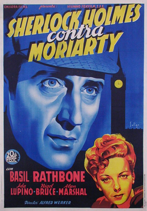 A Sherlock Holmes poster for the movie's release in Spanish. Image courtesy LiveAuctioneers.com Archive and The Last Moving Picture Company.