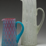 Rare Phoenix Glass Co. pitchers from a large collection of Phoenix wares. Jeffrey S. Evans & Associates image.
