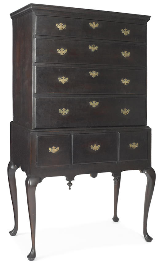 New England Queen Anne cherry high chest, circa 1760. Pook & Pook Inc. image.