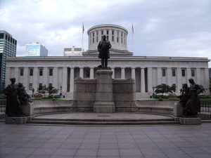 The William McKinley memorial by Hermon MacNeil in front of the Ohio Statehouse in Columbus. Image by Ibagli, courtesy of Wikimedia Commons.
