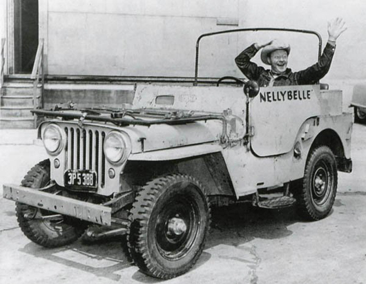 Roy Rogers' sidekick Pat Brady behind the wheel of Nellybelle. Image courtesy LiveAuctioneers.com Archive and High Noon Western Auctions.