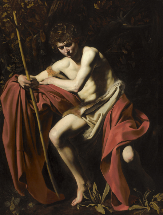 ‘Bodies and Shadows: Caravaggio and His Legacy,’ through Feb. 10, Los Angeles County Museum of Art; March 6-June 16, Hartford, Conn., Wadsworth Atheneum, Michelangelo Merisi da Caravaggio, ‘Saint John the Baptist in the Wilderness,’ 1604-1605, oil on canvas, 68 x 52 inches, frame 77 1/4 x 60 7/8 inches. The Nelson Atkins Museum of Art, Kansas City, William Rockhill Nelson Trust. Photo courtesy of the Nelson Atkins Museum of Art, by Jamison Miller.