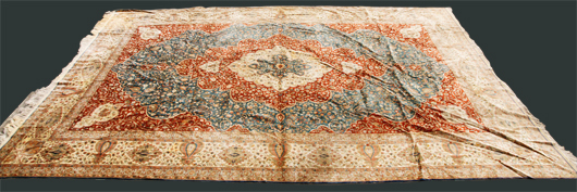 Sino Tabriz palace-size Oriental rug, silk, 24 feet 8 inches by 16 feet 5 inches. Price realized: $14,000. Kaminski Auctions image.