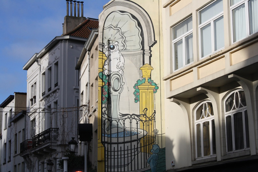 Cubitus mural, comic strip by Dupa, Brussels, Belgium. Photo by Kelsey Savage.