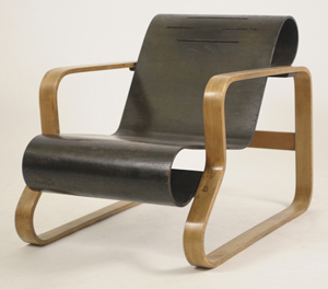 Iconic bentwood armchair designed by Alvar Aalto (Finnish, 1898-1976), manufactured in 1932. To be offered at auction Jan. 29 by Sworders in England with Internet live bidding through LiveAuctioneers.com. Estimate: £5,000 to £7,000. Sworders image.
